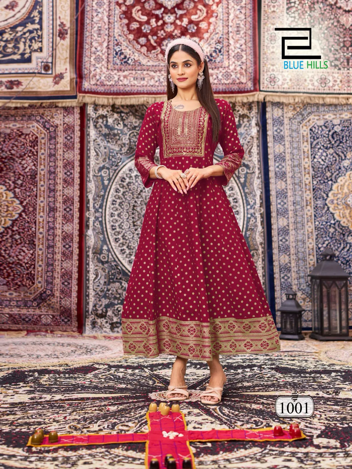 Butterfly By Blue Hills Rayon Anarkali Embroidery Long Kurti Online Wholesale